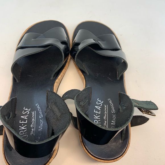 Kork-ease Black Patent Myrna Low Wedge Sandals 6 - Picture 5 of 8